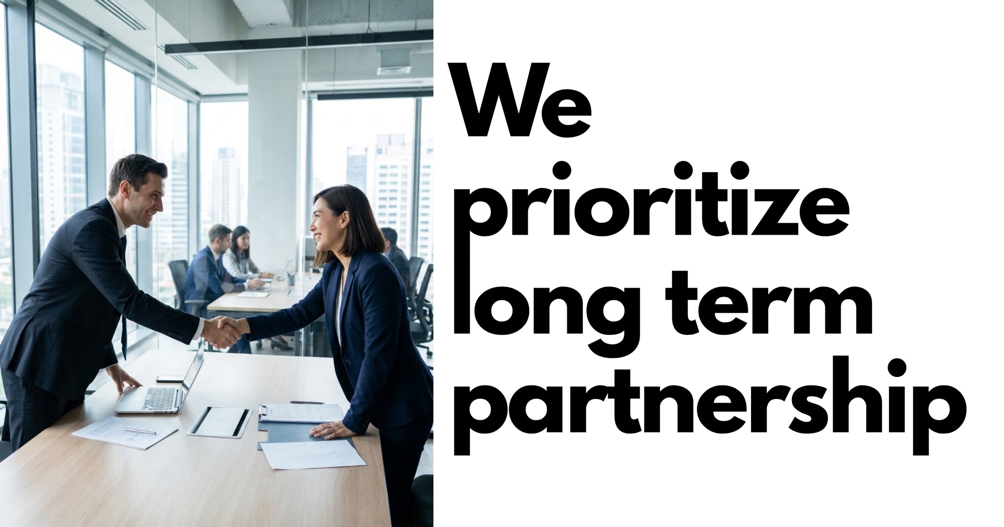 We prioritize long term partnership